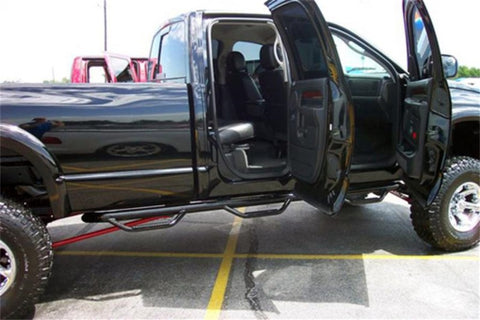 N-Fab Nerf Step 02-08 Dodge Ram 1500/2500/3500 Quad Cab 8ft Bed - Gloss Black - Bed Access - 3in - D02107QC-6