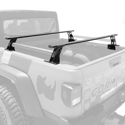 Go Rhino 15-22 Ford F-150 / 07-21 Toy. Tundra XRS Cross Bars Kit - Tex Blk (Attch Tonneau Cvr T-Trk) - 5935015T