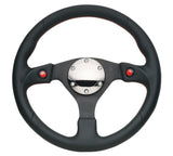 NRG Reinforced Steering Wheel (320mm) Blk Leather w/Dual Buttons - RST-007R