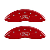 MGP Front set 2 Caliper Covers Engraved Front Oval logo/Ford Red finish silver ch - 10232FFRDRD