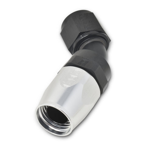 Russell Performance -12 AN Black/Silver 45 Degree Full Flow Hose End - 610123