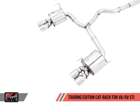 AWE Tuning Subaru STI VA / WRX GV / STI GV Sedan Touring Edition Exhaust - Chrome Silver Tip (102mm) - 3015-42104