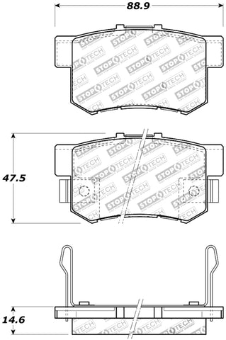 StopTech Performance 08-10 Honda Accord EX/EX-L Coupe / 08-10 LX/LX-P/LX+ Sedan Rear Brake Pads - 309.05360