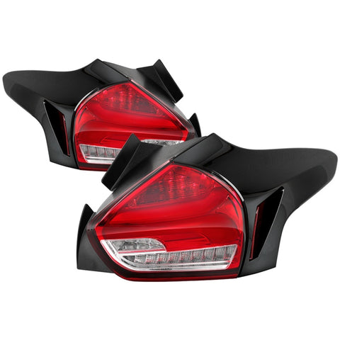 Spyder 15-17 Ford Focus Hatch LED Tail Lights w/Indicator/Reverse - Red Clr (ALT-YD-FF155D-LED-RC) - 5085726