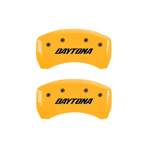 MGP 4 Caliper Covers Engraved Front & Rear Daytona Yellow finish black ch - 12162SDAYYL