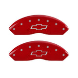 MGP Front set 2 Caliper Covers Engraved Front Bowtie Red finish silver ch - 14003FBOWRD