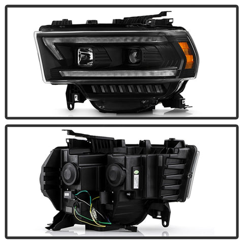 Spyder 19-22 Dodge Ram 2500 (Halogen Only) Projector Headlights - Black PRO-YD-DR19HDHALSI-SEQ-BK - 5088611