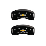 MGP 4 Caliper Covers Engraved Front & Rear Chevy racing Black finish silver ch - 14050SBRCBK