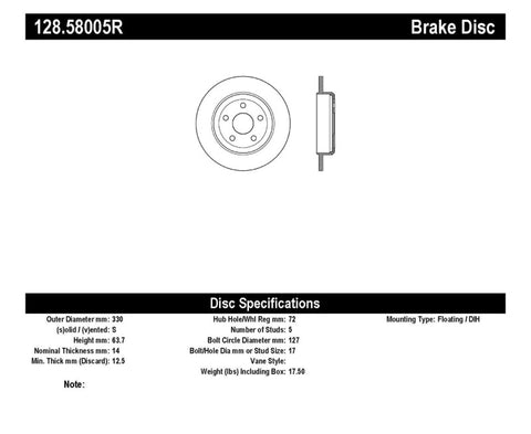 StopTech Drilled Sport Brake Rotor 11-17 Jeep Grand Cherokee (Excludes SRT8) - 128.58005R