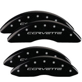 MGP 4 Caliper Covers Engraved Front & Rear C6/Corvette Black finish silver ch - 13083SCV6BK