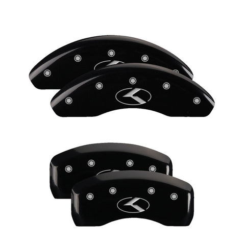 MGP 4 Caliper Covers Engraved Front & Rear Circle K/Kia Black finish silver ch - 21174SCRKBK