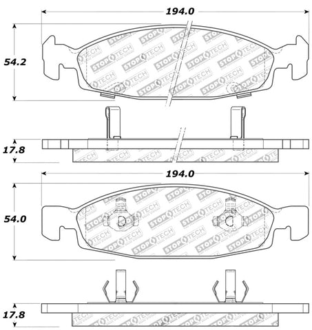 StopTech Sport Brake Pads w/Shims and Hardware - Front - 309.07900