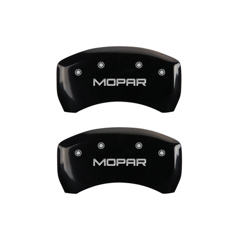 MGP 4 Caliper Covers Engraved Front & Rear MOPAR Black finish silver ch - 42012SMOPBK