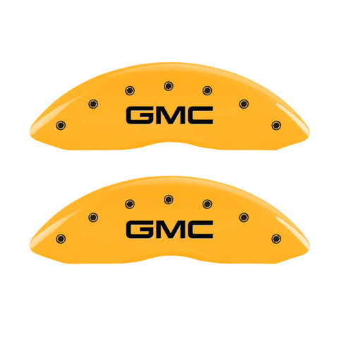 MGP 4 Caliper Covers Engraved Front & Rear GMC Yellow finish black ch - 34208SGMCYL