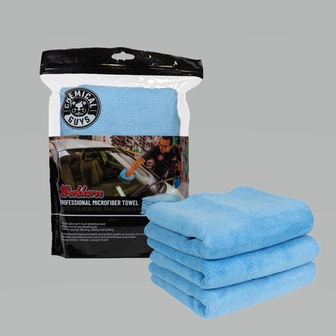 Chemical Guys Workhorse Professional Microfiber Towel - 16in x 16in - Blue - 3 Pack - MICBLUE03