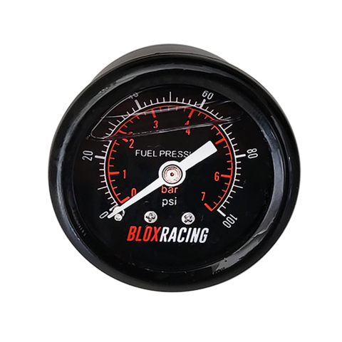 BLOX Racing Liquid-Filled Fuel Pressure Gauge 0-100psi (Black Face) - BXGA-00125-BK