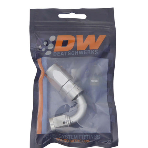 DeatschWerks 6AN Female Swivel 120-Degree Hose End CPE - Anodized DW Titanium - 6-02-0820