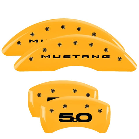 MGP 4 Caliper Covers Engraved Front 2015/Mustang Engraved Rear 2015/50 Yellow finish black ch - 10200SM52YL