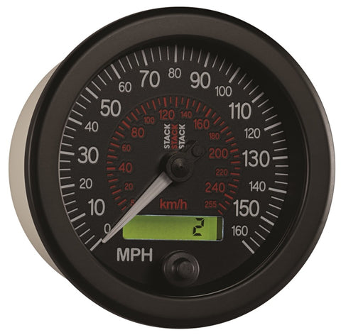 Autometer Stack Instruments 88MM 0-160 MPH / 260 KM/H Programmable Speedometer - Black - ST3801