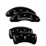 MGP 4 Caliper Covers Engraved Front Pontiac Engraved Rear Arrow Black finish silver ch - 18025SPONBK