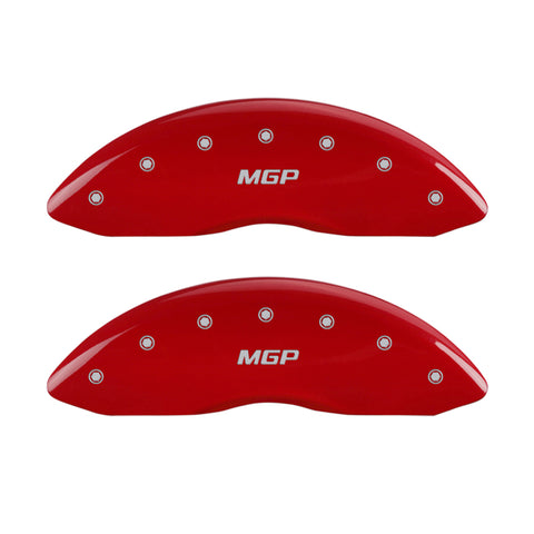 MGP 4 Caliper Covers Engraved Front & Rear MGP Red Finish Silver Char 2010 GMC Savana 3500 - 34211SMGPRD