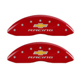 MGP 4 Caliper Covers Engraved Front & Rear Chevy racing Red finish silver ch - 14006SBRCRD