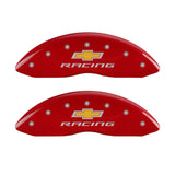 MGP 4 Caliper Covers Engraved Front & Rear Chevy racing Red finish silver ch - 14231SBRCRD