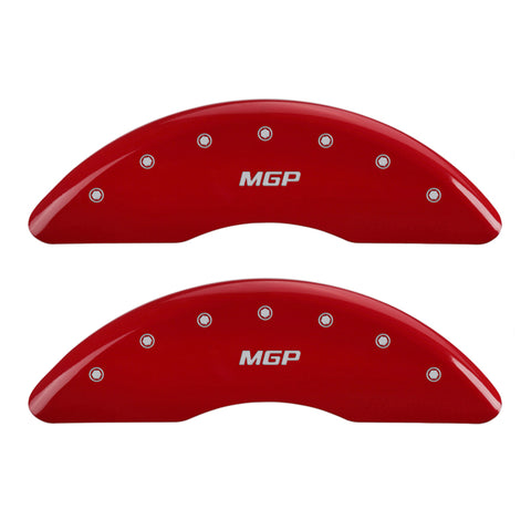 MGP 4 Caliper Covers Engraved Front & Rear GMC Red finish silver ch - 34009SGMCRD