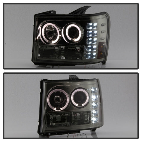 Spyder GMC Sierra 1500/2500/3500 07-13 Projector Headlights LED Halo- LED Smoke PRO-YD-GS07-HL-SM - 5010629