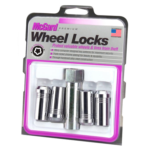 McGard Wheel Lock Nut Set - 4pk. (Tuner / Cone Seat) M14X1.5 / 1in. Hex / 1.935in. Length - Chrome - 25110