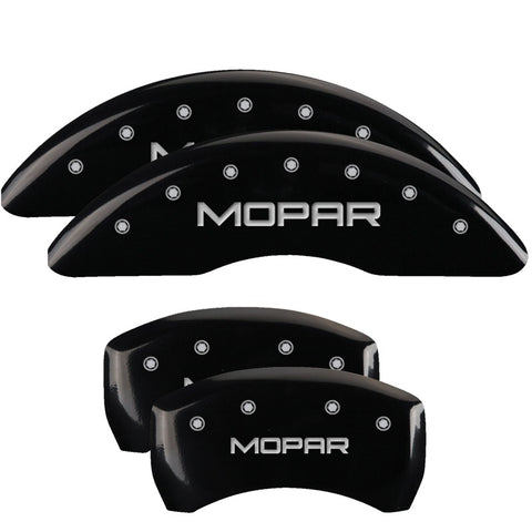 MGP 4 Caliper Covers Engraved Front & Rear MOPAR Black finish silver ch - 42012SMOPBK