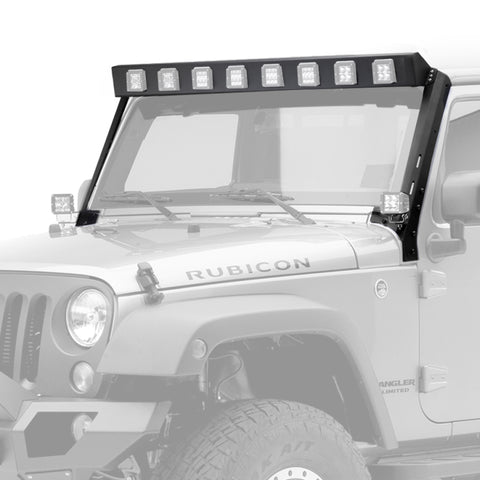 Go Rhino 07-18 Jeep Wrangler JK WLF Windshield Light Mount Frame - Eight Cube Lights - 738300T