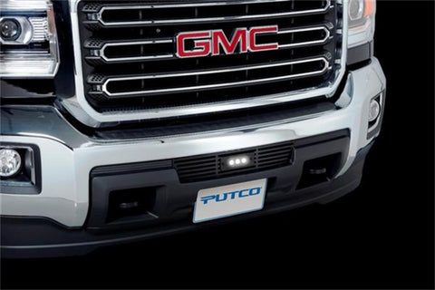 Putco 15-19 GMC Sierra HD Black Bar Design Bumper Grille Insert w/ Flush 6in Luminix Light Bar - 87196L