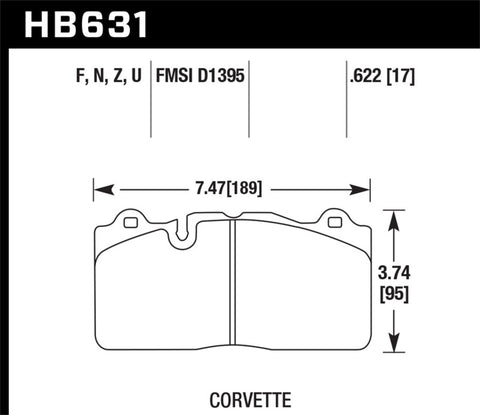 Hawk 14-15 Chevrolet Camaro 7.0L Z28 (Incl.Pad Wear Sensor) Front ER-1 Brake Pads - HB631D.622