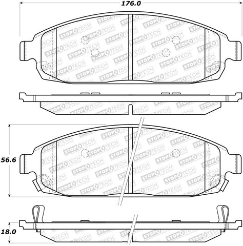 StopTech Sport Brake Pads w/Shims and Hardware - Rear - 309.10800