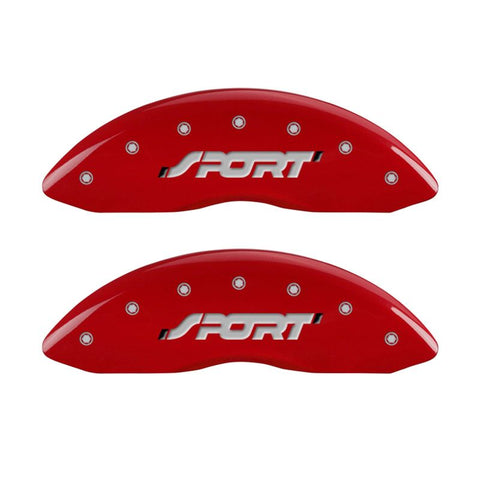 MGP 4 Caliper Covers Engraved Front & Rear SPORT Red finish silver ch - 10229SSPORD