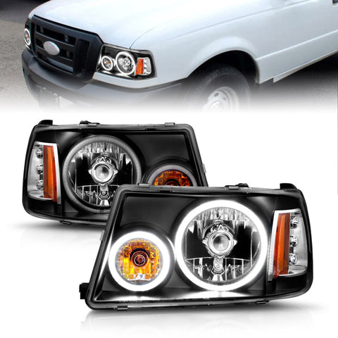 ANZO 2001-2011 Ford Ranger Projector Headlights w/ Halo Black (CCFL) 1 pc - 111152