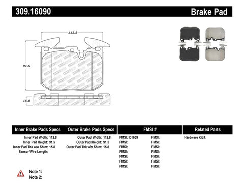 StopTech Performance Brake Pads - 309.16090