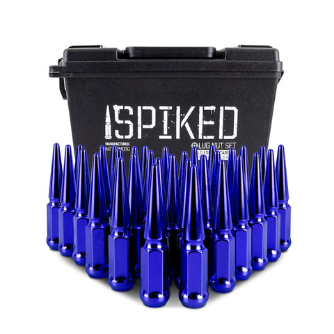 Mishimoto Mishimoto Steel Spiked Lug Nuts M14 x 1.5 32pc Set Blue - MMLG-SP1415-32BL