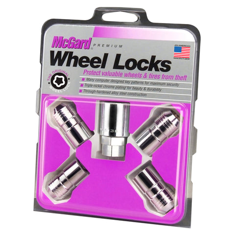 McGard Wheel Lock Nut Set - 4pk. (Cone Seat) M14X1.5 / 21mm & 22mm Dual Hex / 1.639in. L - Chrome - 24215