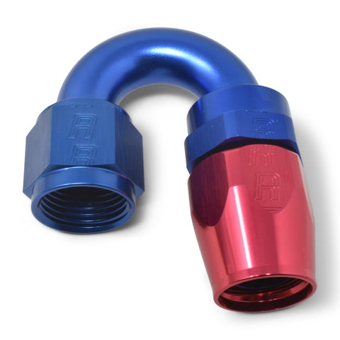 Russell Performance -10 AN Red/Blue 180 Degree Full Flow Swivel Hose End (With 15/16in Radius) - 613520