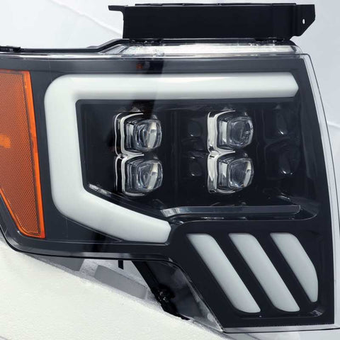 AlphaRex 09-14 Ford F-150 NOVA LED Proj Headlights Plank Style Gloss Black w/Activ Light/Seq Signal - 880190