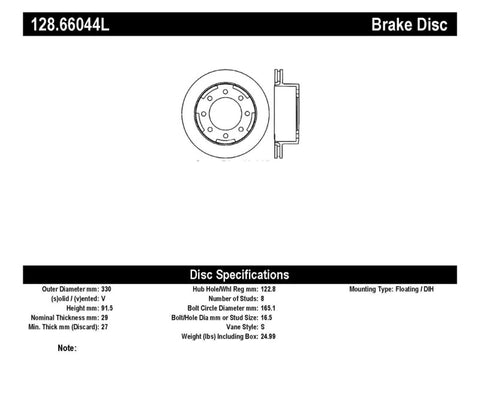 StopTech Drilled Sport Brake Rotor - 128.66044L