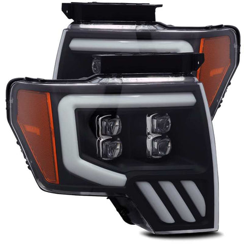 AlphaRex 09-14 Ford F-150 NOVA LED Proj Headlights Plank Style Matte Black w/Activ Light/Seq Signal - 880192