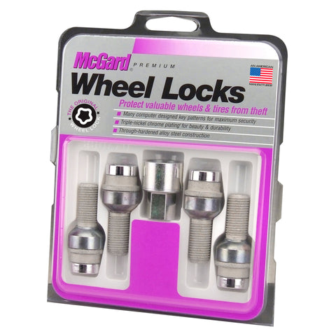 McGard Wheel Lock Bolt Set - 4pk. (Radius Seat) M14X1.5 / 17mm Hex / 28.2mm Shank Length - Chrome - 28020