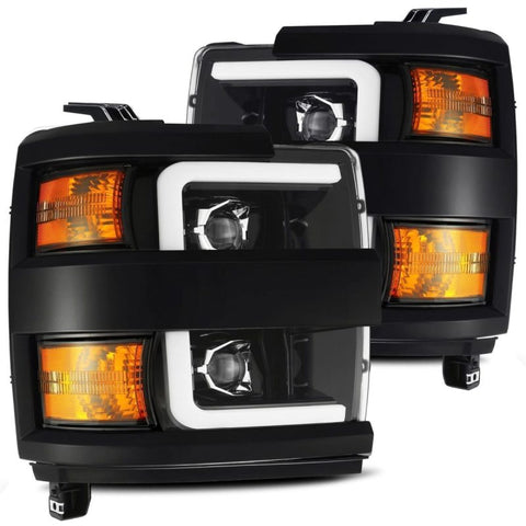 AlphaRex 15-19 Chevy 2500HD PRO-Series Proj Headlights Plank Jet Blk w/Activ Light/Seq Signal/DRL - 880226