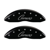 MGP 4 Caliper Covers Engraved Front & Rear Cursive/Camaro Black finish silver ch - 14033SCCSBK