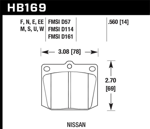 Hawk 75-78 Nissan 280Z Black Race Front Brake Pads - HB169M.560