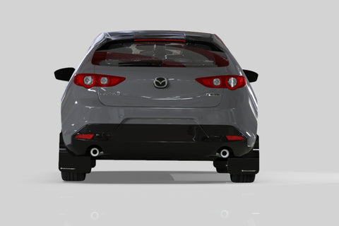 Rally Armor 19-22 Mazda3 GT Sport Hatch White UR Mud Flap w/ Black Logo - MF61-UR-WH/BLK