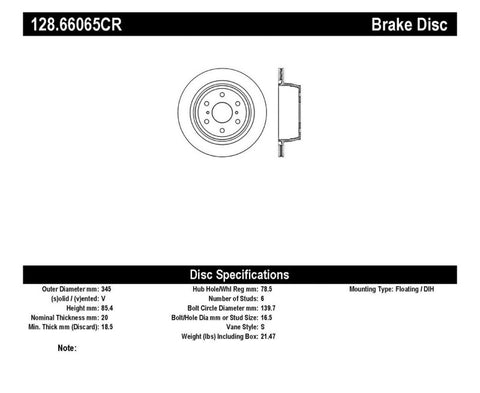 StopTech Drilled Sport Cryo Brake Rotor Right Rear 07-16 Chevy Silverado 1500 - 128.66065CR